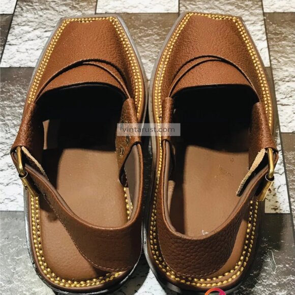 Best Quality Handmade Shoes, Dark Brown Dotted Leather Sandals, Traditional - Picture 9 of 11